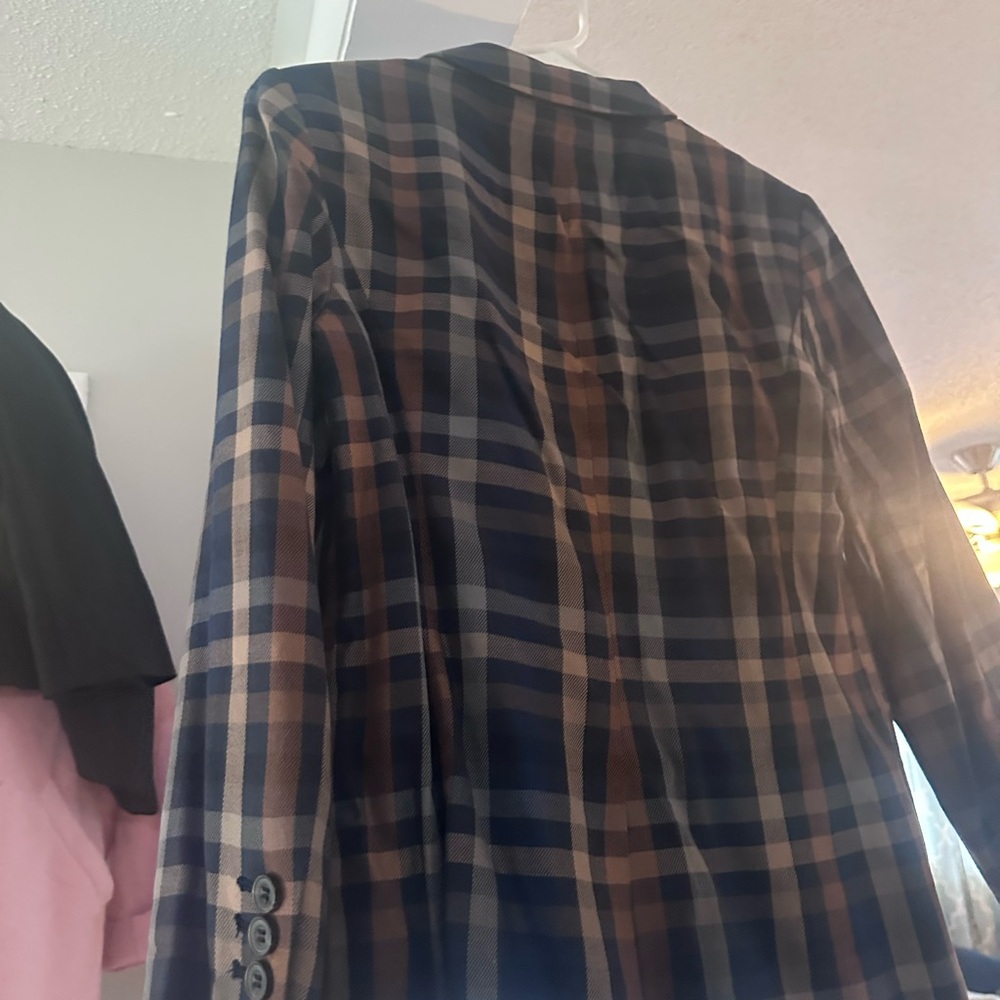 The Limited Navy and Brown Plaid Blazer - Picture 3 of 8